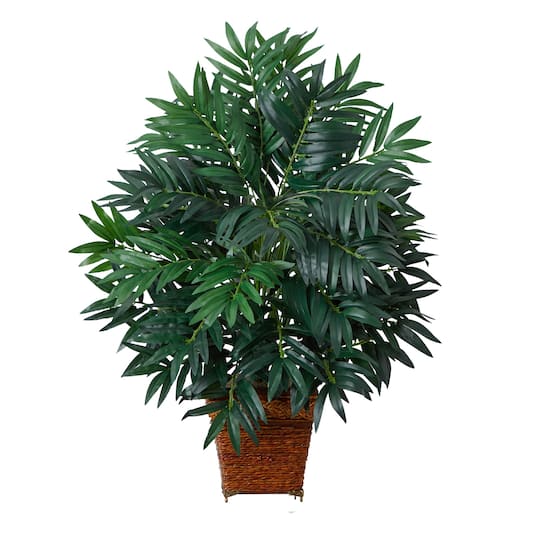32" Artificial Bamboo Palm Plant with Wicker Basket